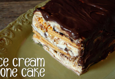 ice cream cake, hot fudge, sugar wafers, ice cream cone cake,